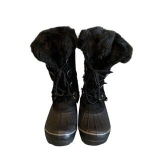Khombu Women's Black‎ Lace-up Snow Boots Size 9